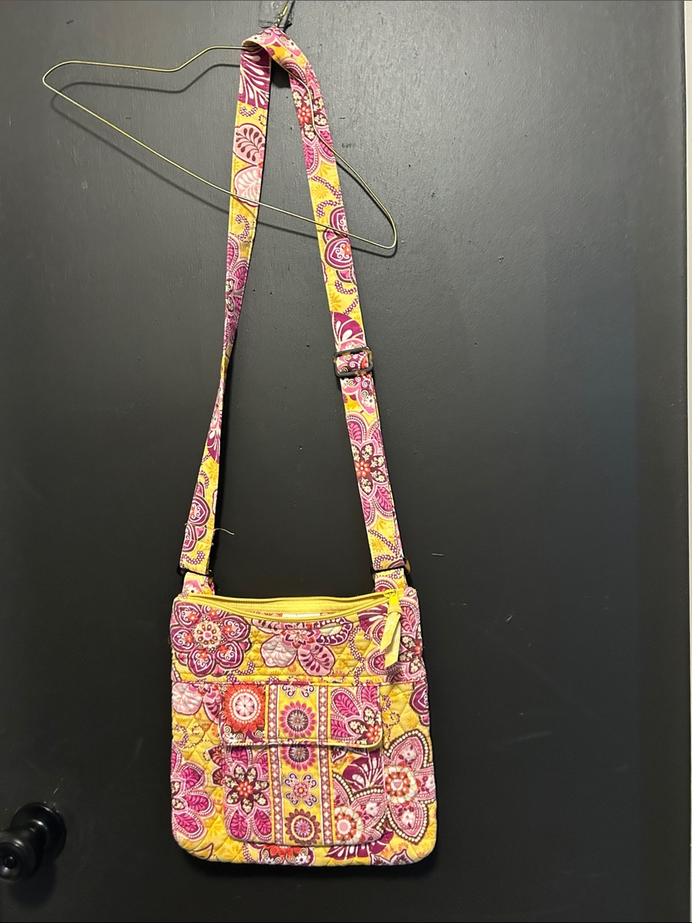 Vera Bradley Pink & Yellow Quilted Floral Crossbody